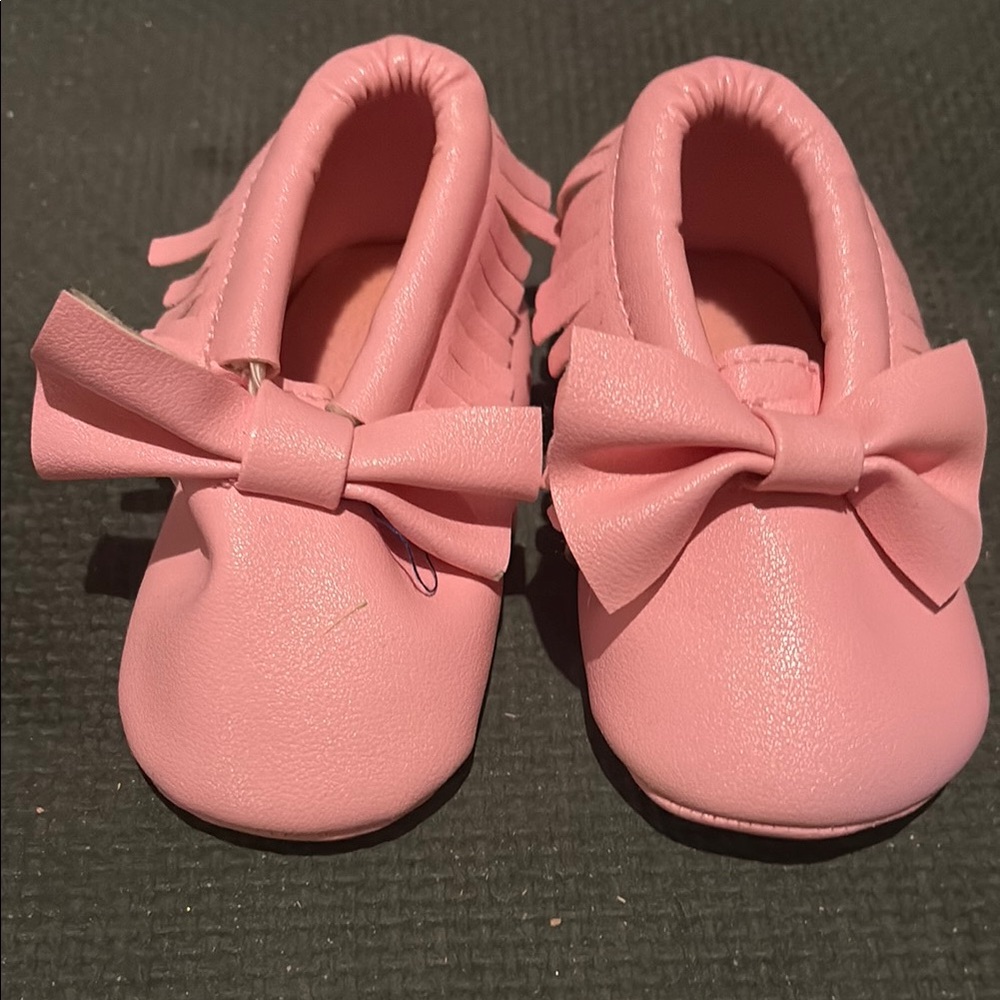 Pink Baby Moccasins with Bow